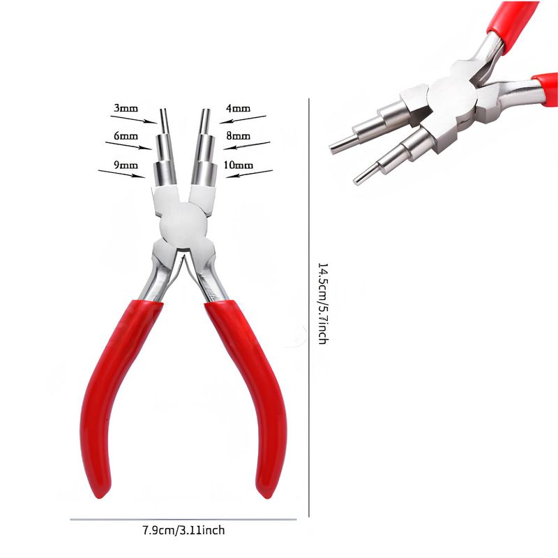 Wire Looping Pliers, Makes 3, 4, 6, 8, 9mm Loops, Ferronickel Carbon Steel, 5.70" Long, Red, 166gms/5.86oz