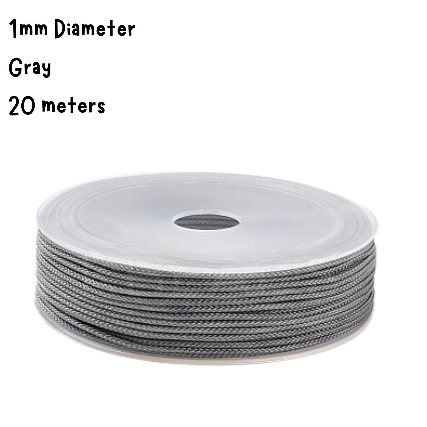 1mm Gray, Chinese Knotting Cord, 20 Meters/65 Feet, 33gms/1.16oz