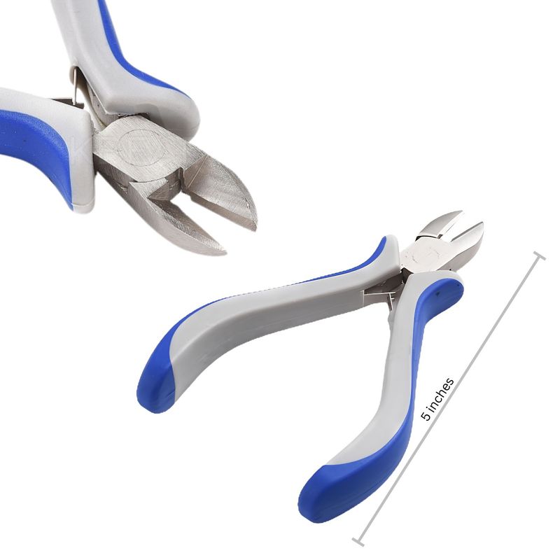 Side Cutter, Ferronickel Carbon Steel, 5" Long, Gray &amp; Blue, 69gms/2.43oz