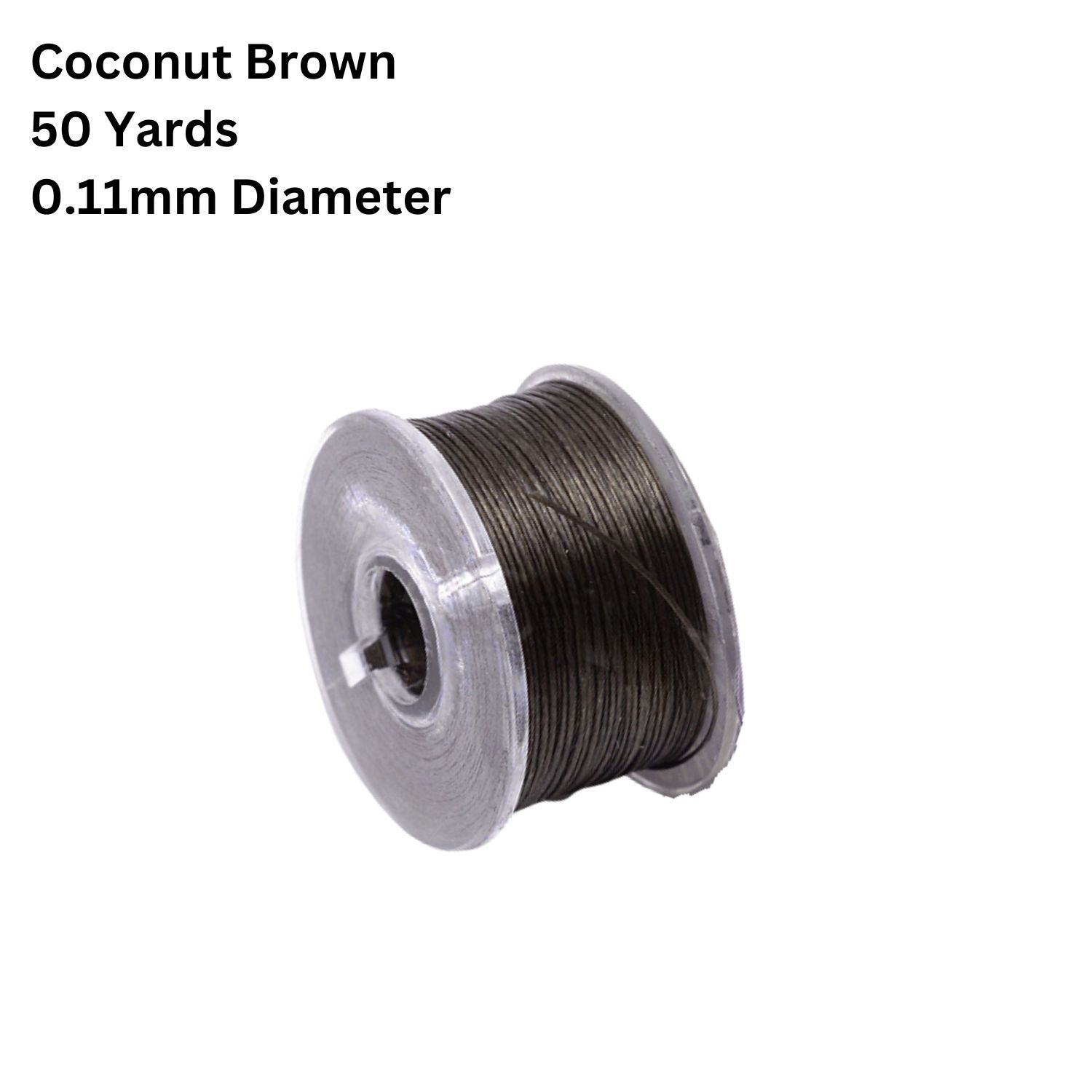 Nylon Beading Thread, Special Coated, Coconut Brown, 50 Yards Roll, 0.11mm Diameter, 17gms/0.6oz