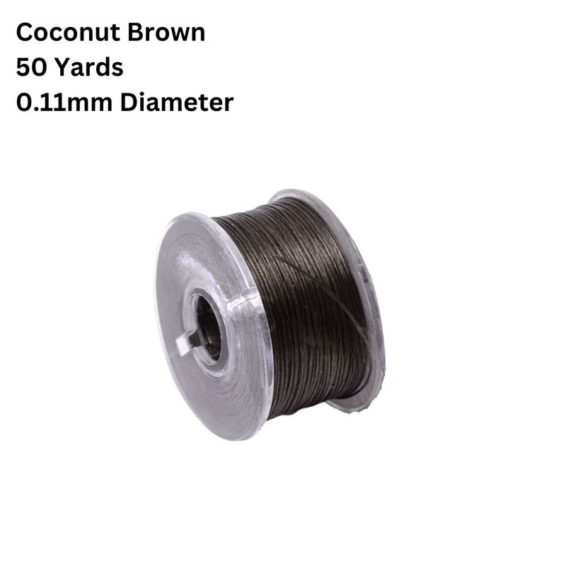 Nylon Beading Thread, Special Coated, Coconut Brown, 50 Yards Roll, 0.11mm Diameter, 17gms/0.6oz
