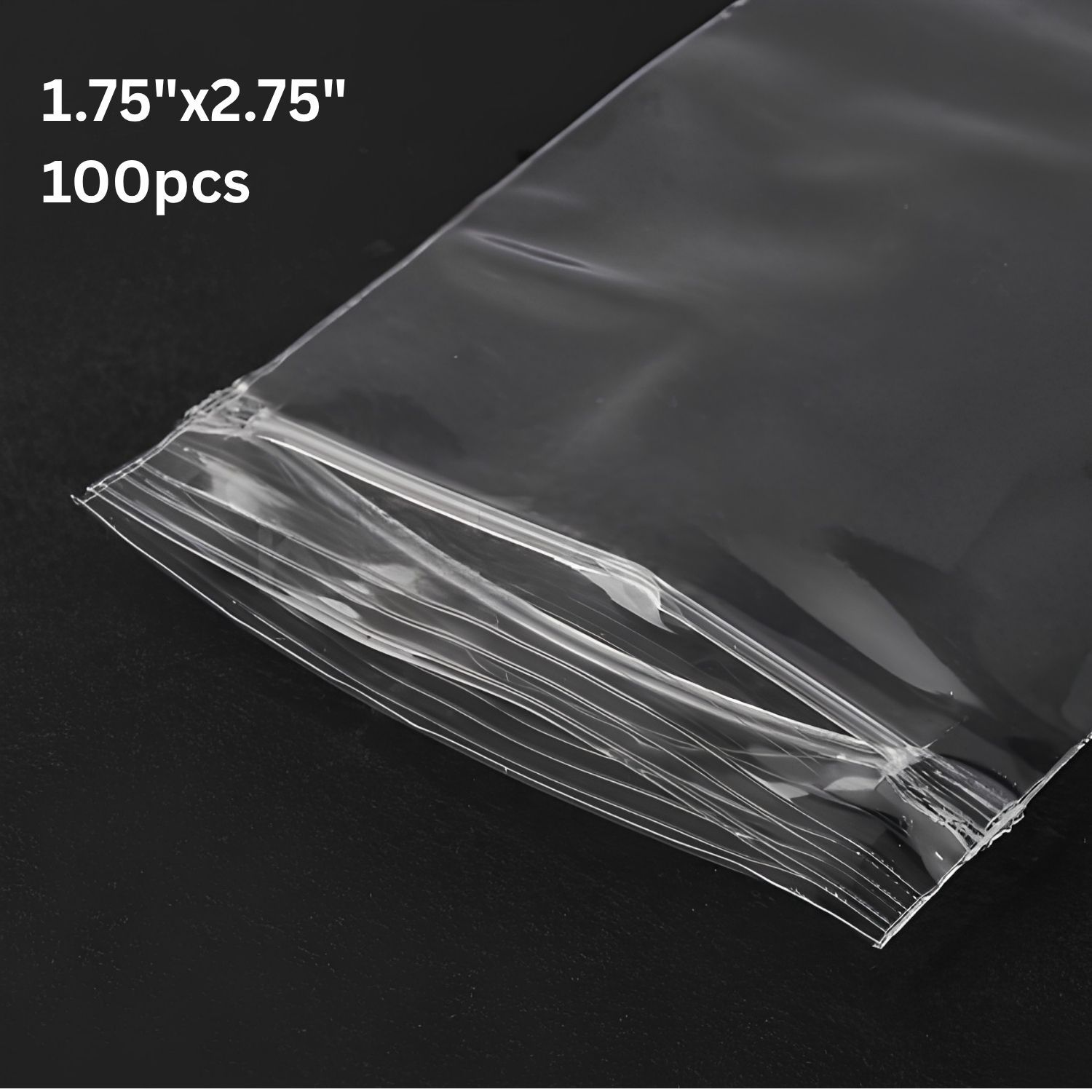 1.75''x2.75'' Zip Lock Bags, 100pcs, Clear Transparent Polypropylene, 53gms/1.87oz