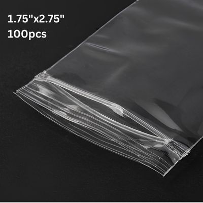 1.75''x2.75'' Zip Lock Bags, 100pcs, Clear Transparent Polypropylene, 53gms/1.87oz
