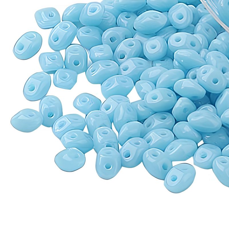 Superduos, 2 Hole Duo Beads, Opaque Light Blue, Approx 650pcs, 5x3.5x2.5mm, Holes 0.9mm, 1.80oz