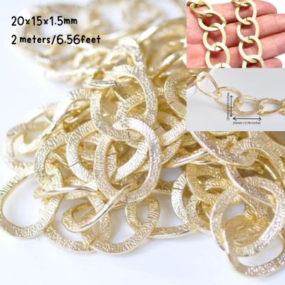 GP Aluminum Curb Chain, Gold, 20x15.5x1.5mm, 2 Meters/6.56 Feet, 3.25oz