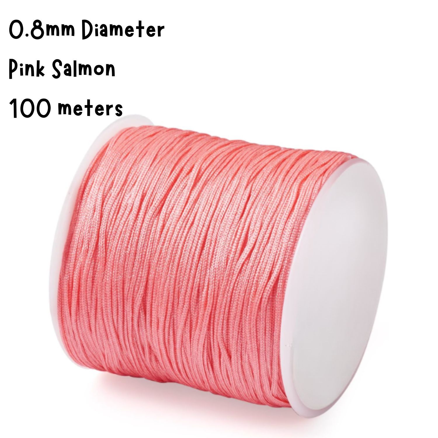 0.8mm Chinese Knotting Cord, Pink Salmon, 100 Meters, 52gms/1.84oz