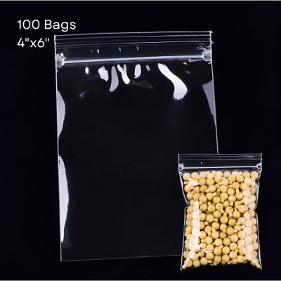 4''x6'' Zip Lock Bags, 100pcs, Clear Transparent Polypropylene, 7.90oz