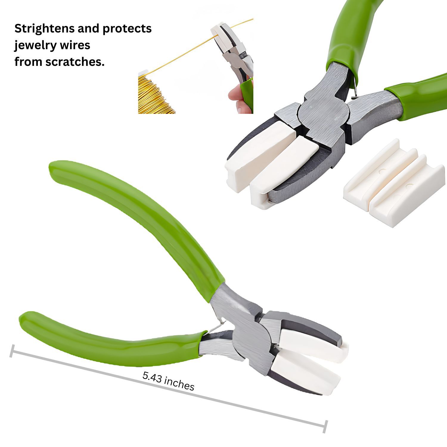 Flat Nose Nylon Jaw Pliers, High Carbon Steel, 5.43" Long, Green, 132gms/4.63oz