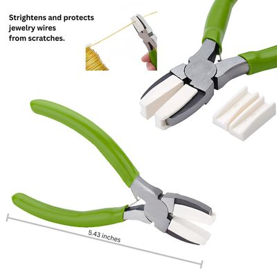 Flat Nose Nylon Jaw Pliers, High Carbon Steel, 5.43" Long, Green, 132gms/4.63oz