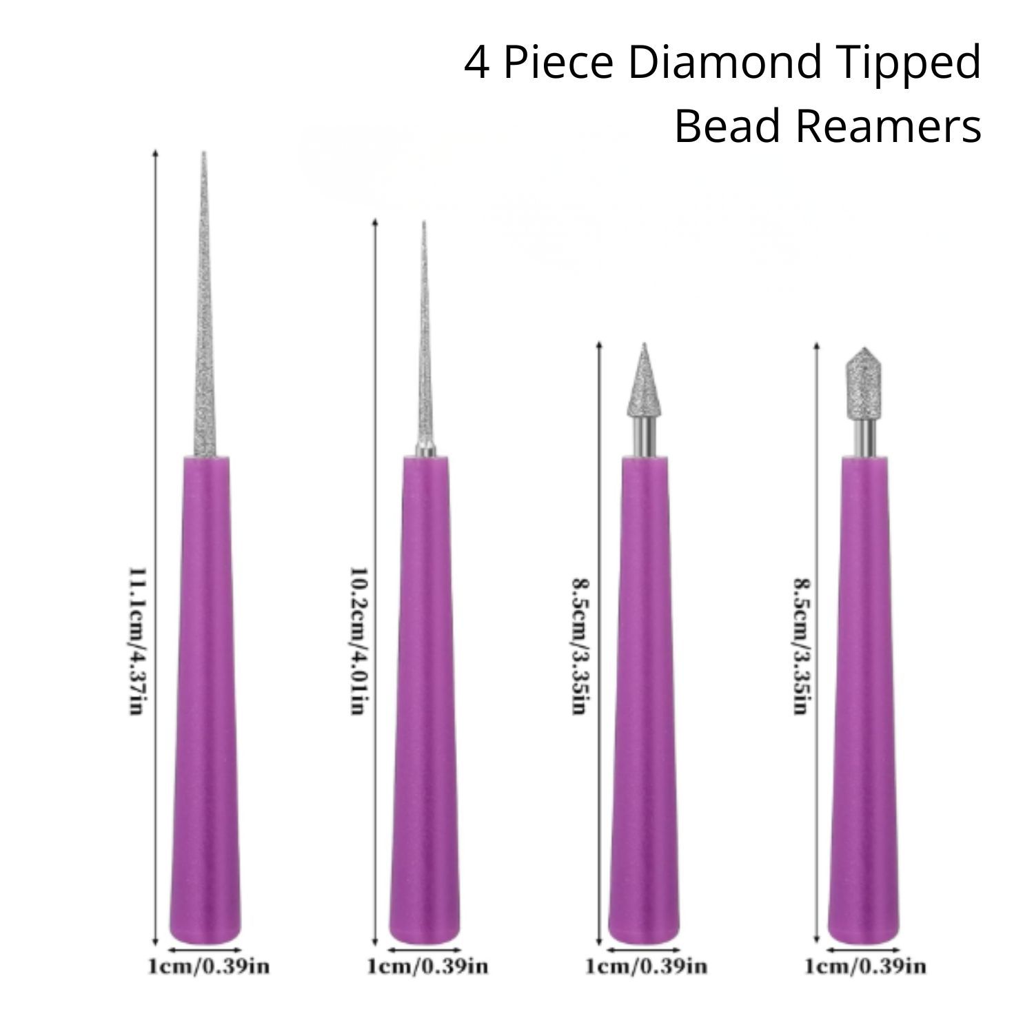 4 Piece Diamond Tip Bead Reamers, Purple, 75gms/2.65oz