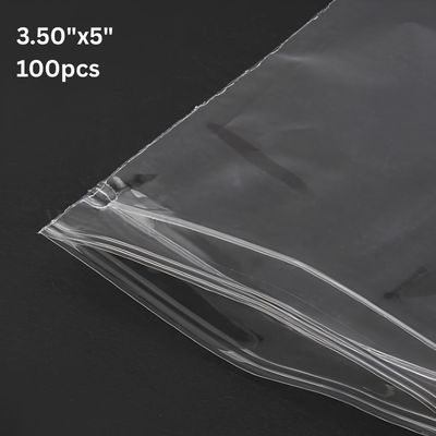 3.50''x5'' Zip Lock Bags, 100pcs, Clear Transparent Polypropylene, 6.39oz