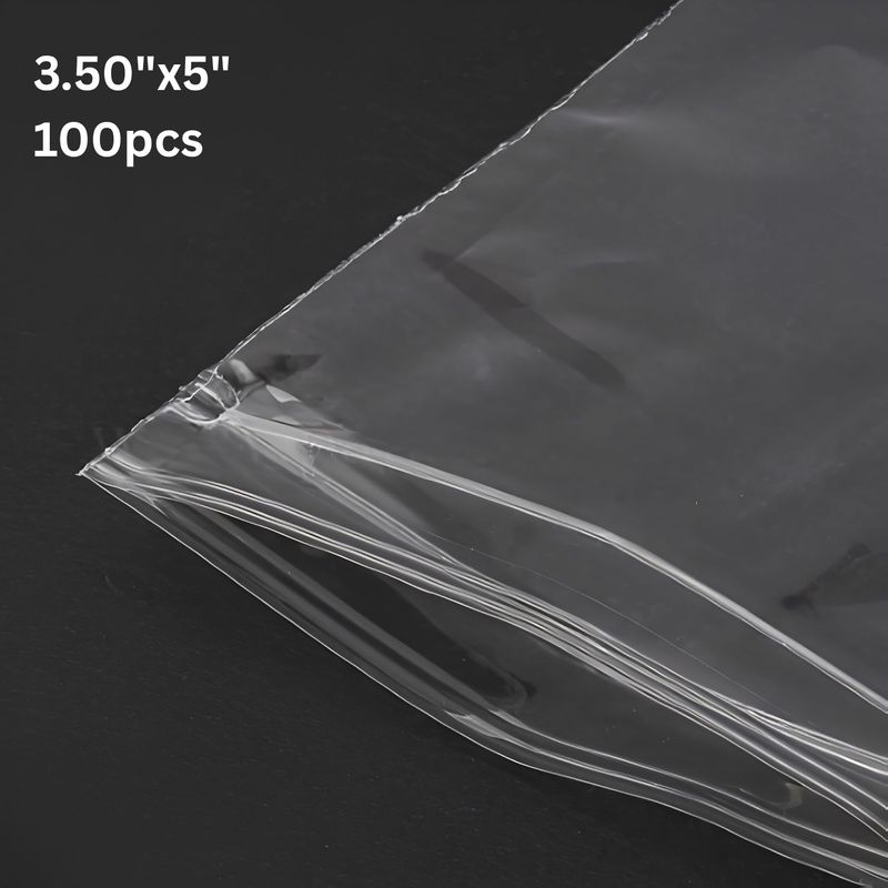 3.50''x5'' Zip Lock Bags, 100pcs, Clear Transparent Polypropylene, 6.39oz