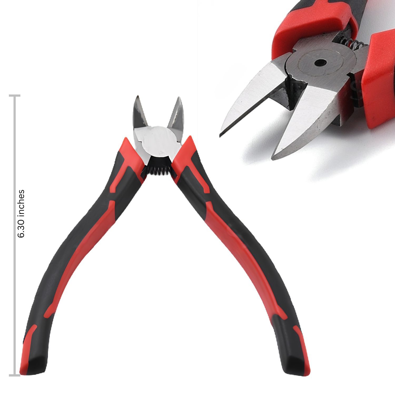 Side Cutter, Chrome-Vanadium Steel, 6.30" Long, Red &amp; Black, 178gms/6.28oz