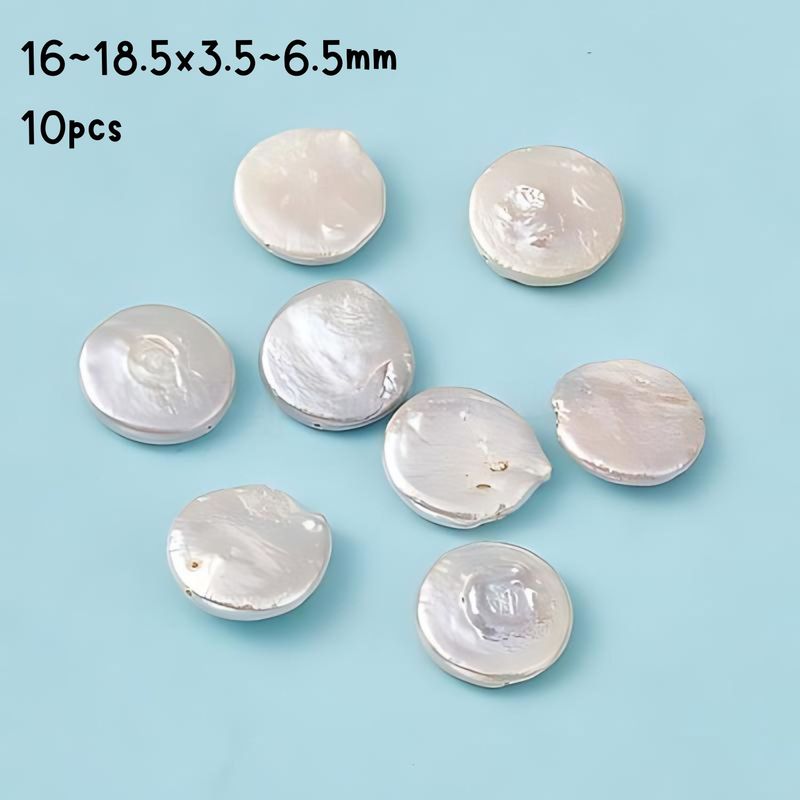 16~18.5x3.5~6.5mm, Cultured Freshwater Coin Pearls, Natural, 10pcs, Hole 0.9mm, 0.71oz