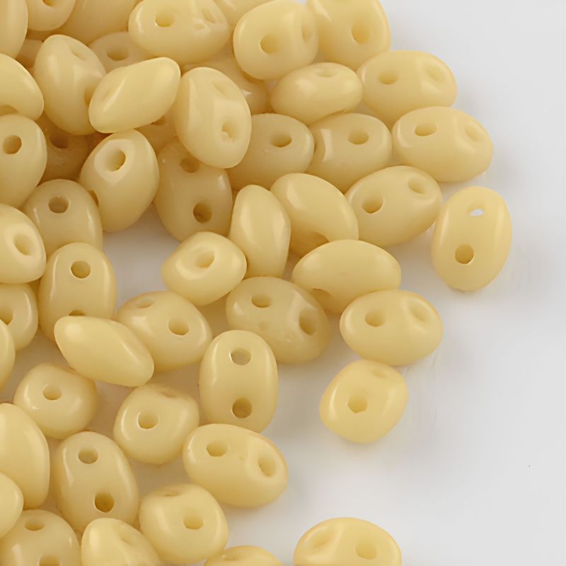 Superduos, 2 Hole Duo Beads, Opaque Beige,  Approx 650pcs, 5x3.5x2.5mm, Holes 0.9mm, 1.80oz