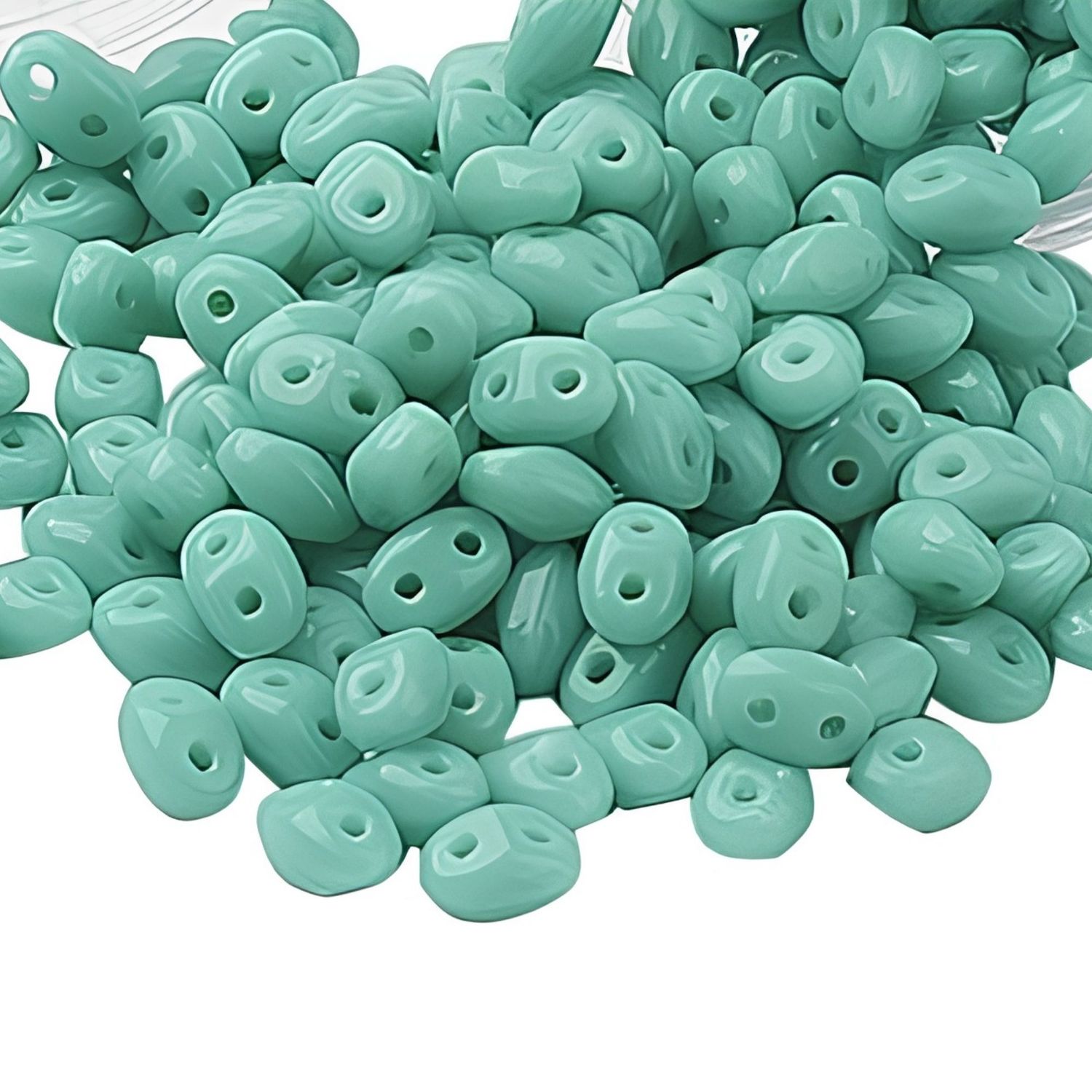 Superduos, 2 Hole Duo Beads, Opaque Turquoise, Approx 650pcs, 5x3.5x2.5mm, Holes 0.9mm, 1.80oz