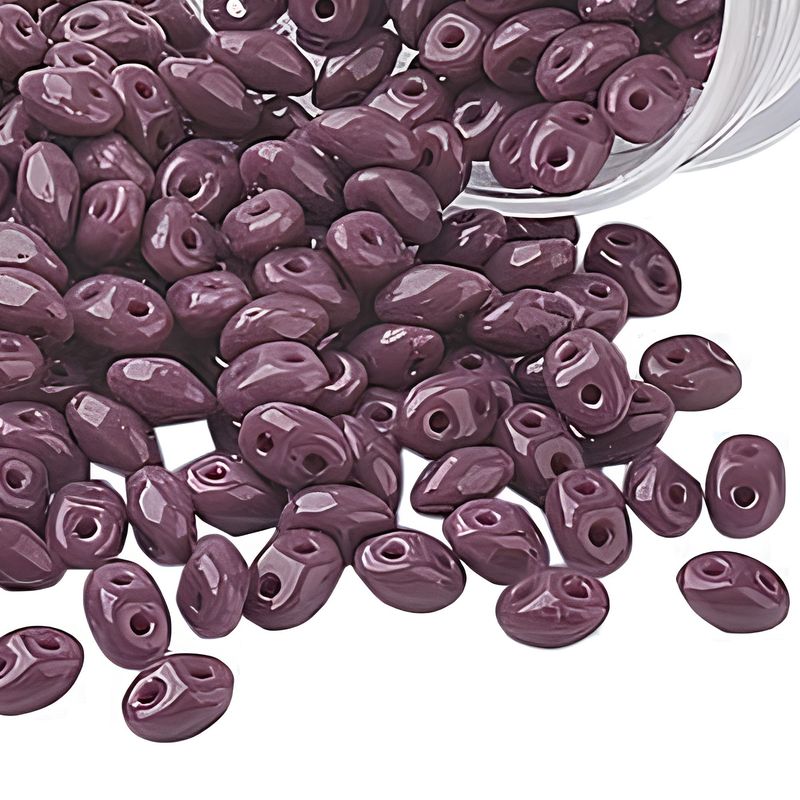 Superduos, 2 Hole Duo Beads, Opaque Purple, Approx 650pcs, 5x3.5x2.5mm, Holes 0.9mm, 1.80oz