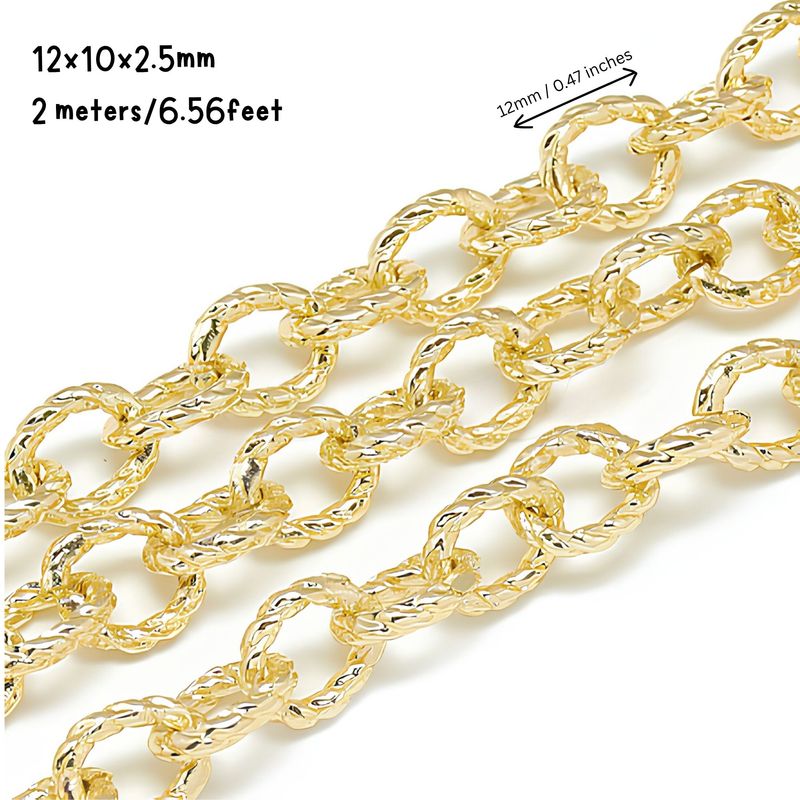 GP Aluminum Cable Chain, Textured, 12x10x2.5mm, 2 Meters/6.56 Feet, 2.72oz