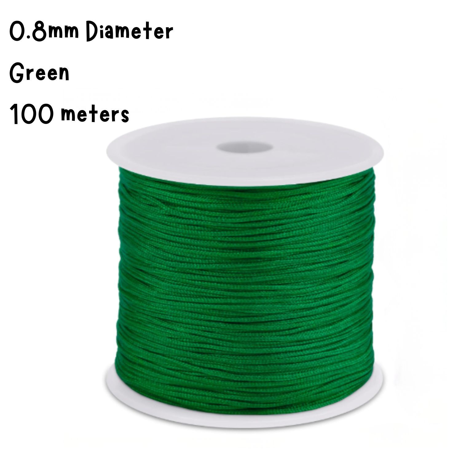 0.8mm Green, Chinese Knotting Cord, 100 Meters, 52gms/1.84oz