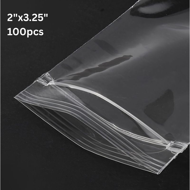 2''x3.25'' Zip Lock Bags, 100pcs, Clear Transparent Polypropylene, 67gms/2.36oz