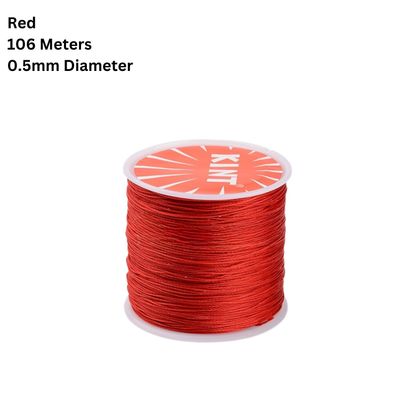 Waxed Polyester Twisted Cord, 106 Meters, Red, 0.5mm Diameter, 36gms/1.27oz