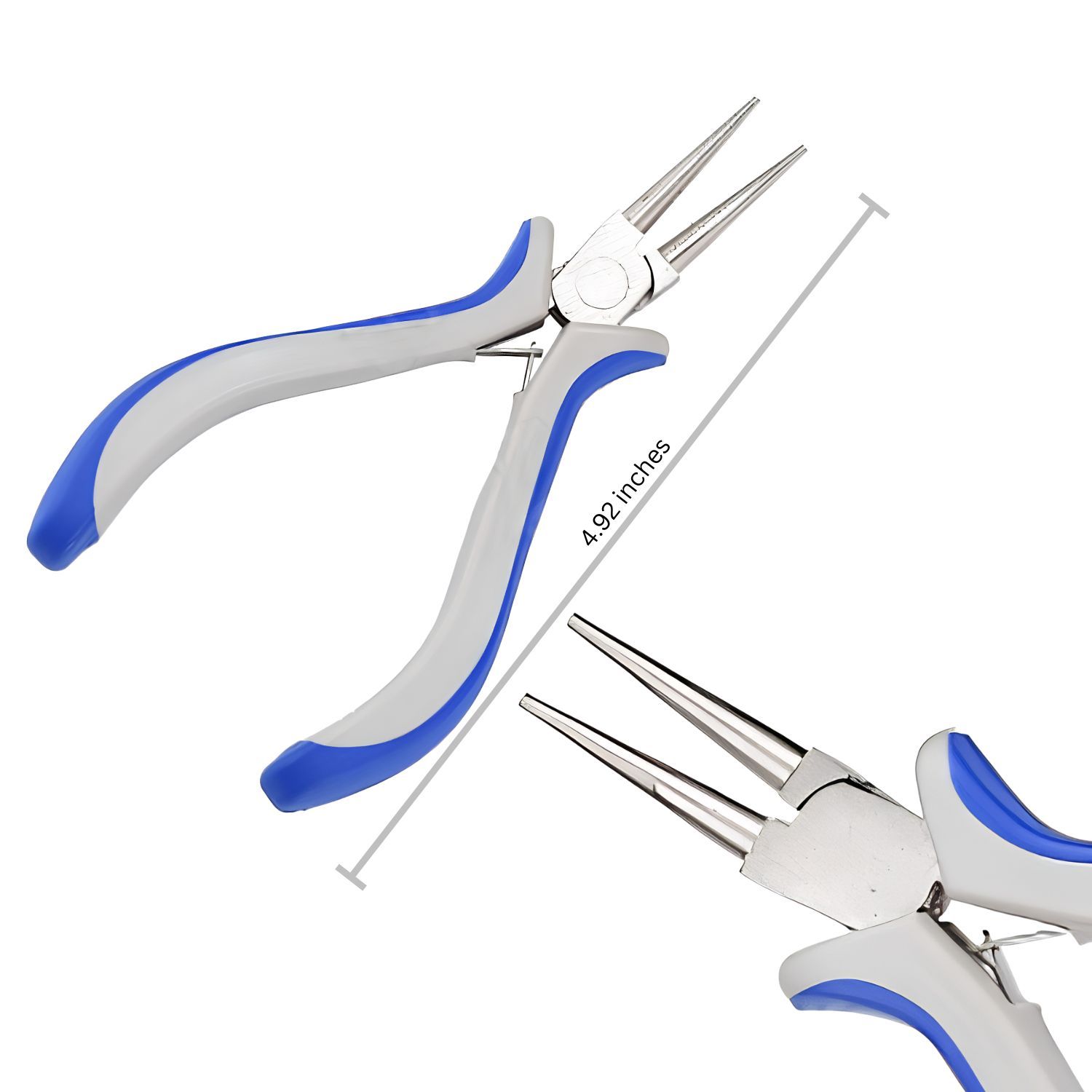 Round Nose Pliers, Ferronickel Carbon Steel, 4.92" Long, Gray &amp; Blue, 71gms/2.51oz