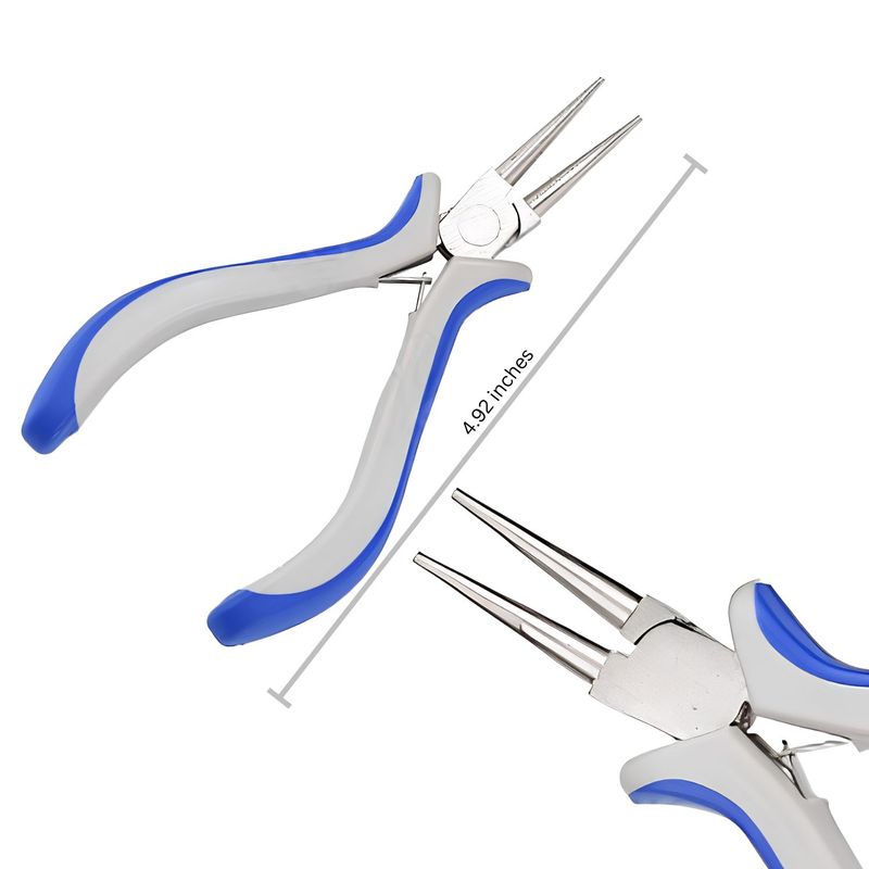 Round Nose Pliers, Ferronickel Carbon Steel, 4.92" Long, Gray &amp; Blue, 71gms/2.51oz