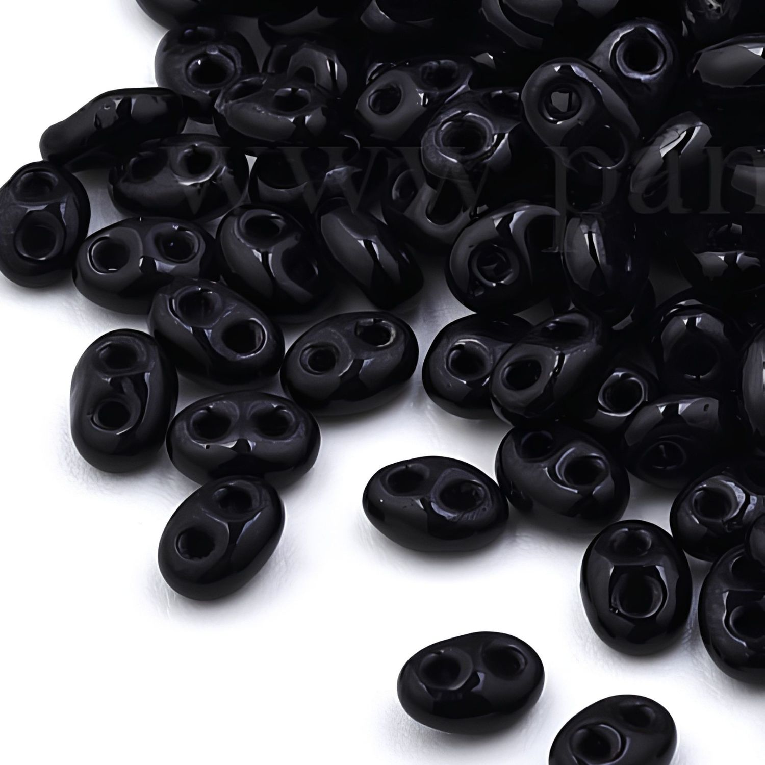 Superduos, 2 Hole Duo Beads, Opaque Jet  Black, Approx 6500pcs, 5x3.5x2.5mm, Holes 0.9mm, 17.78oz