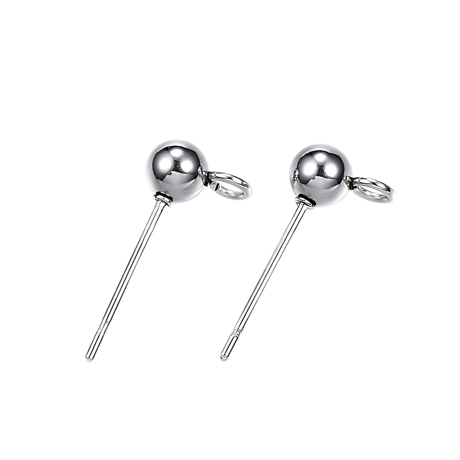 4mm Stainless Steel Earring Bobs/Studs, 10 Bobs, 15x7x4mm, Hole: 1.7mm, Pin: 0.8mm, 0.18oz