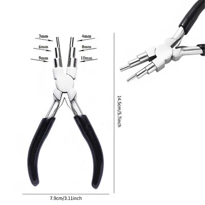 Wire Looping Pliers, Makes 3, 4, 6, 8, 9mm Loops, Ferronickel Carbon Steel, 5.70" Long, Black, 166gms/5.86oz