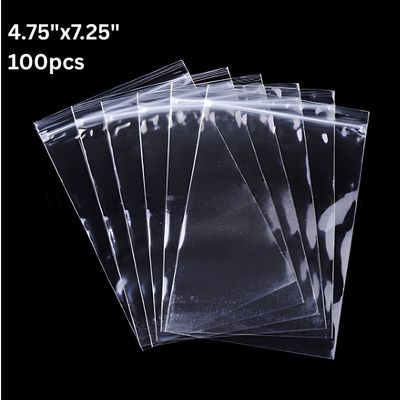 4.75''x7.25'' Zip Lock Bags, 100pcs, Clear Transparent Polypropylene, 286gms/10.81oz