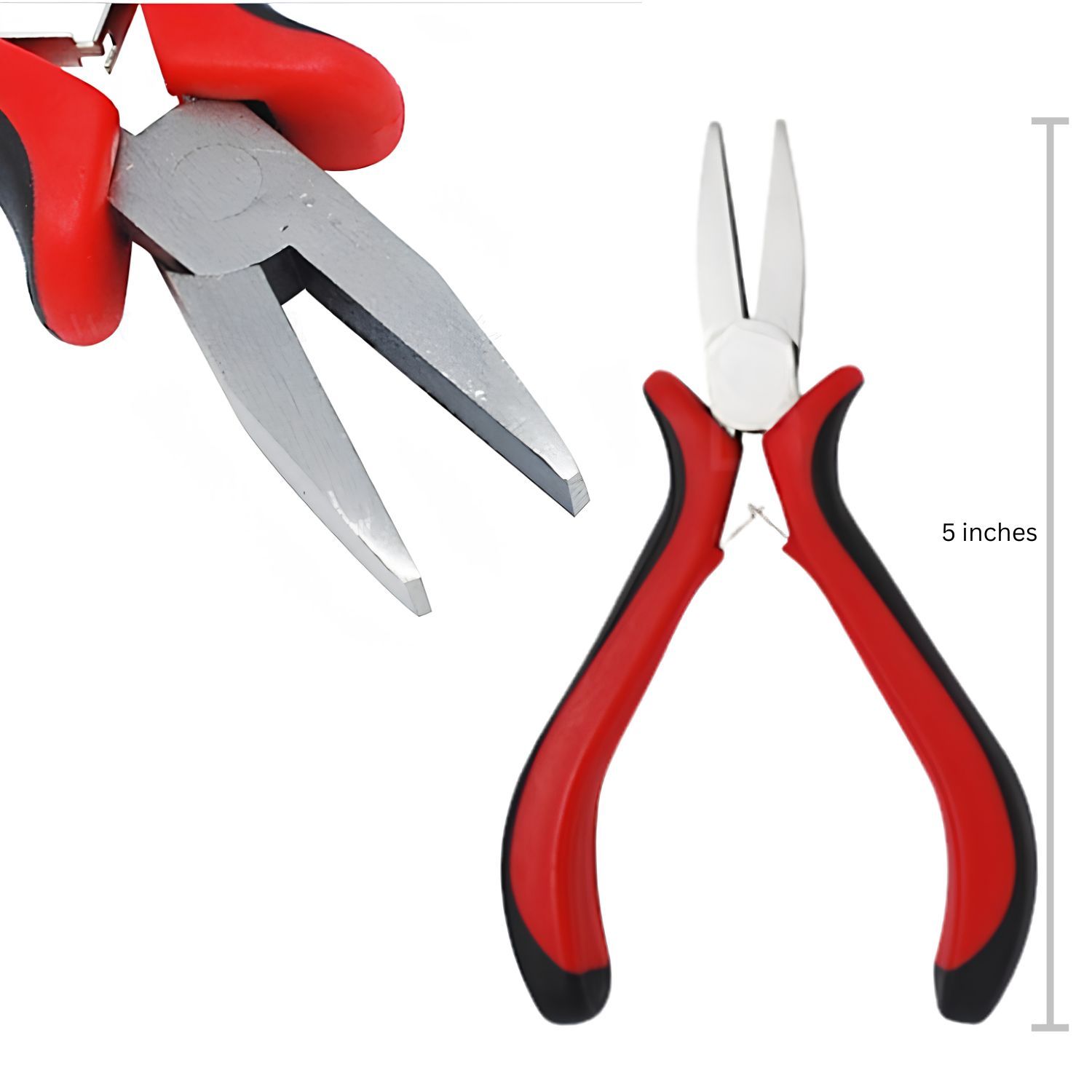 Flat Nose Pliers, Ferronickel Carbon Steel, 5" Long, Red &amp; Black, 75gms/2.65oz
