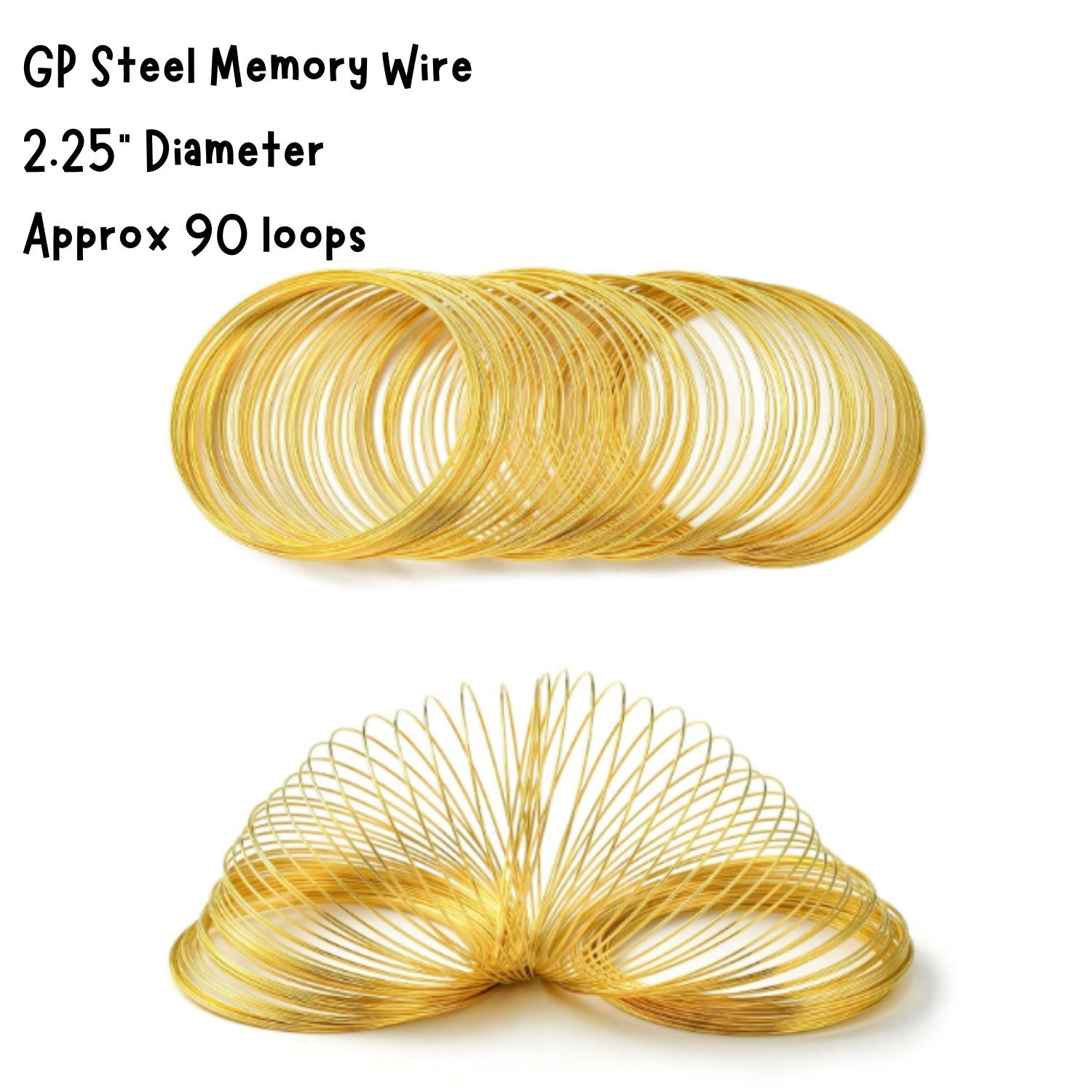 2.25'' Diameter Memory Wire Bracelet, GP Steel, Approx 90 Loops, 45gms/1.59oz