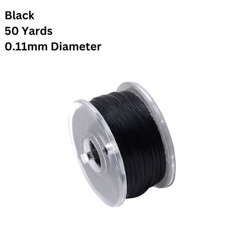 Nylon Beading Thread, Special Coated, Black, 50 Yards Roll, 0.11mm Diameter, 17gms/0.6oz