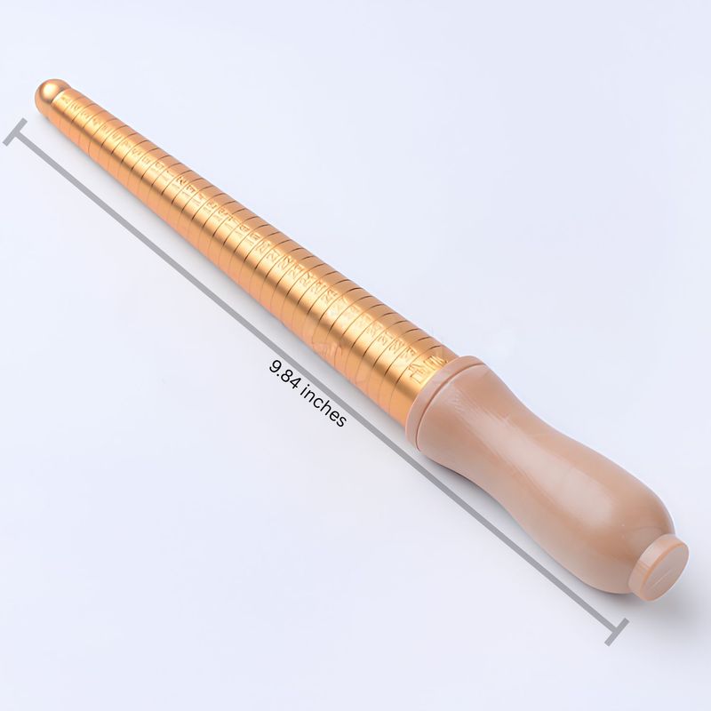 Brass Ring Mandrel w/Wooden Handle, 9.44" Long, Size 3 to 33, 182gms/6.42oz