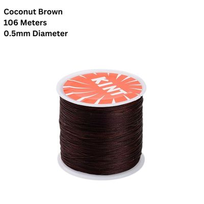Waxed Polyester Twisted Cord, 106 Meters, Coconut Brown, 0.5mm Diameter, 36gms/1.27oz