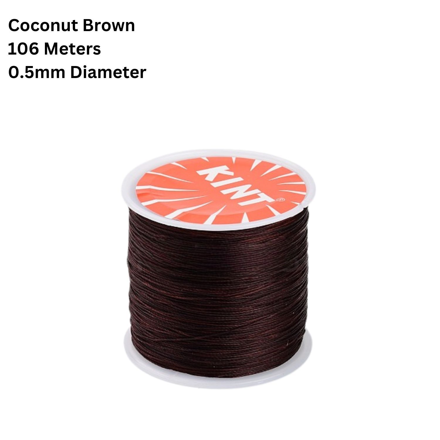 Waxed Polyester Twisted Cord, 106 Meters, Coconut Brown, 0.5mm Diameter, 36gms/1.27oz
