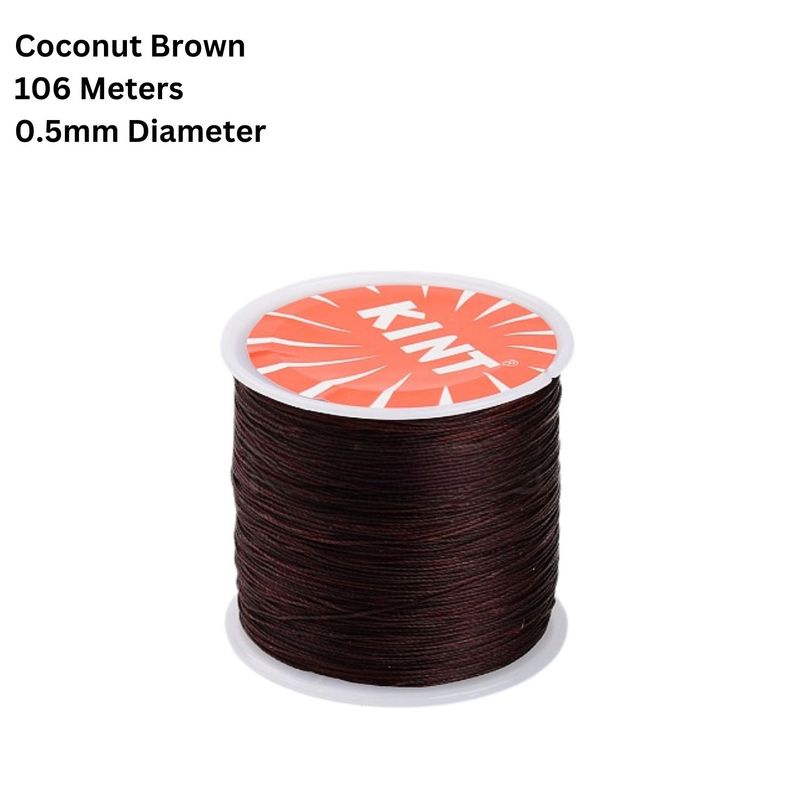 Waxed Polyester Twisted Cord, 106 Meters, Coconut Brown, 0.5mm Diameter, 36gms/1.27oz
