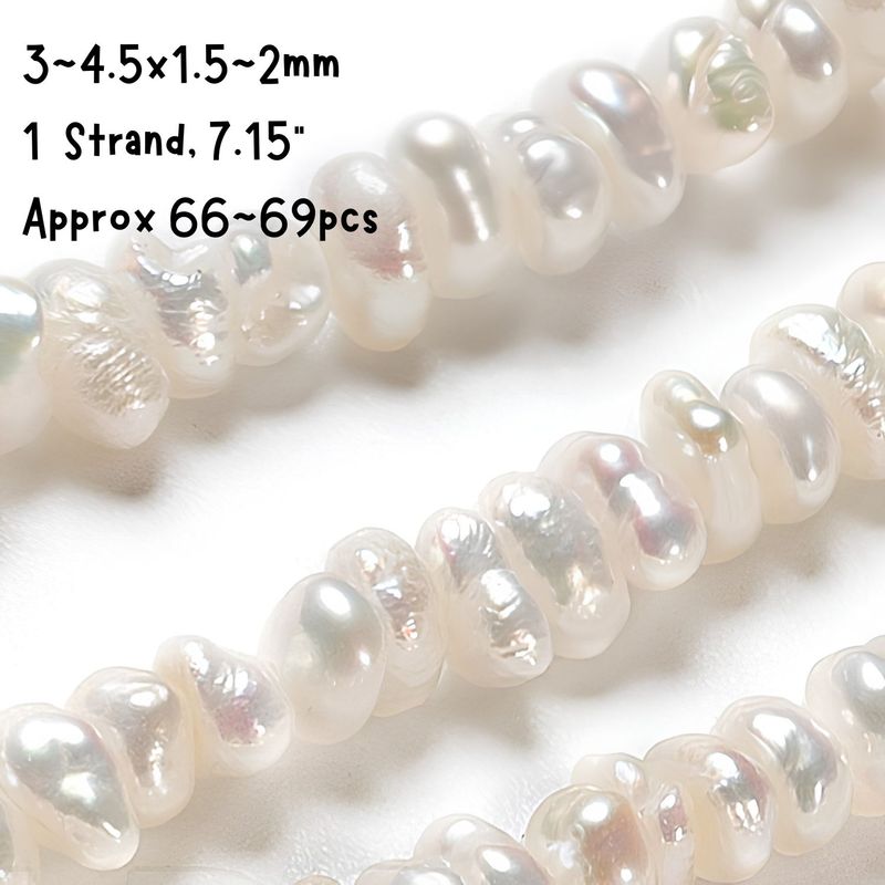 3~4.5x1.5~2mm, Cultured Freshwater Pearls, Rondelle, Approx 66pcs, 7.5'' Strand, Hole 0.5mm, 0.56oz