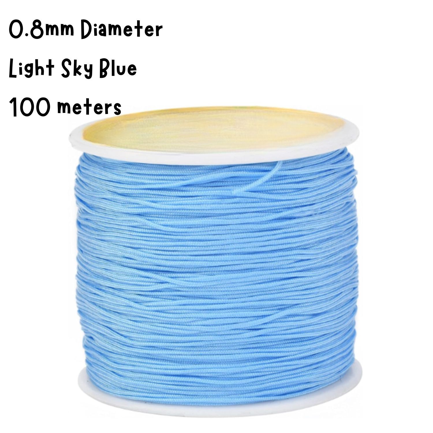 0.8mm Light Sky Blue, Chinese Knotting Cord, 100 Meters, 52gms/1.84oz