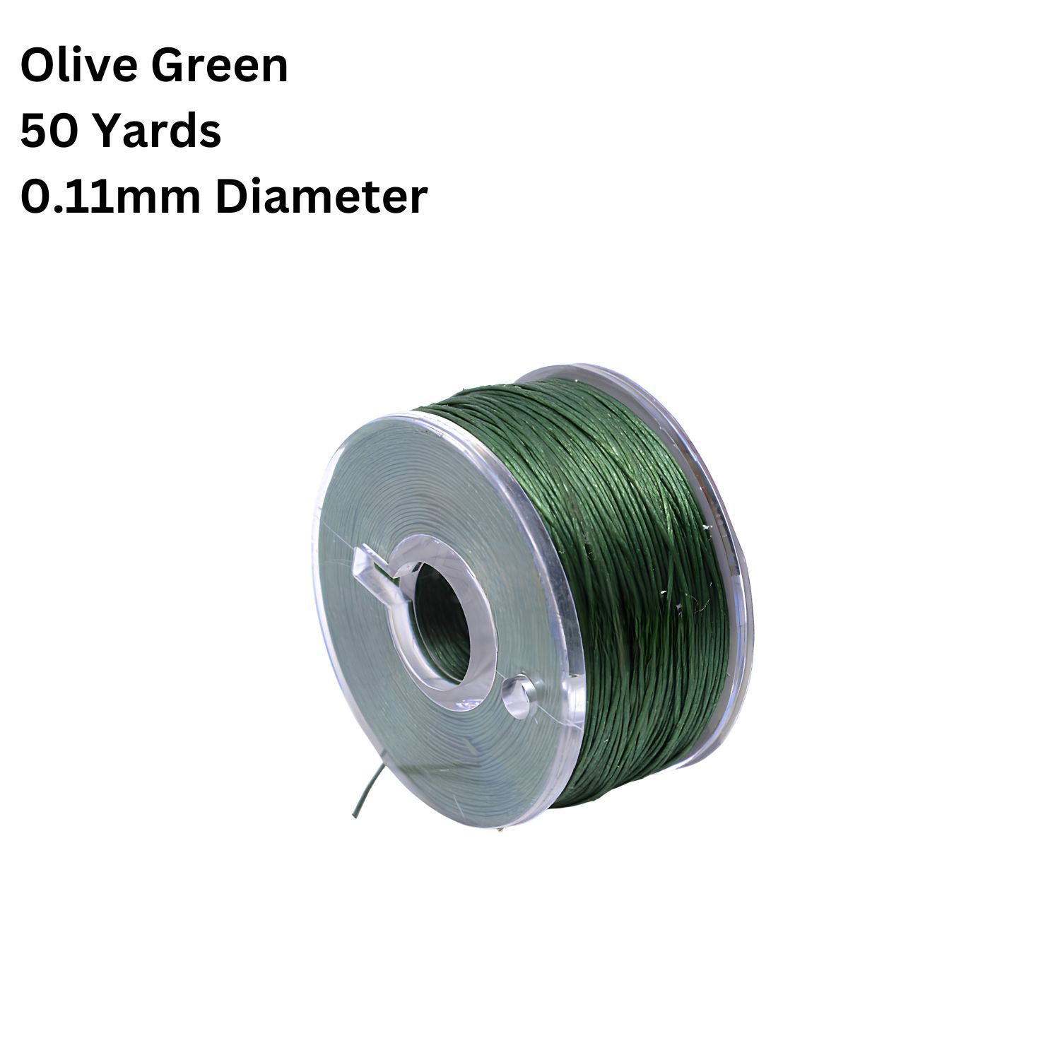 Nylon Beading Thread, Special Coated, Olive Green, 50 Yards Roll, 0.11mm Diameter, 17gms/0.6oz