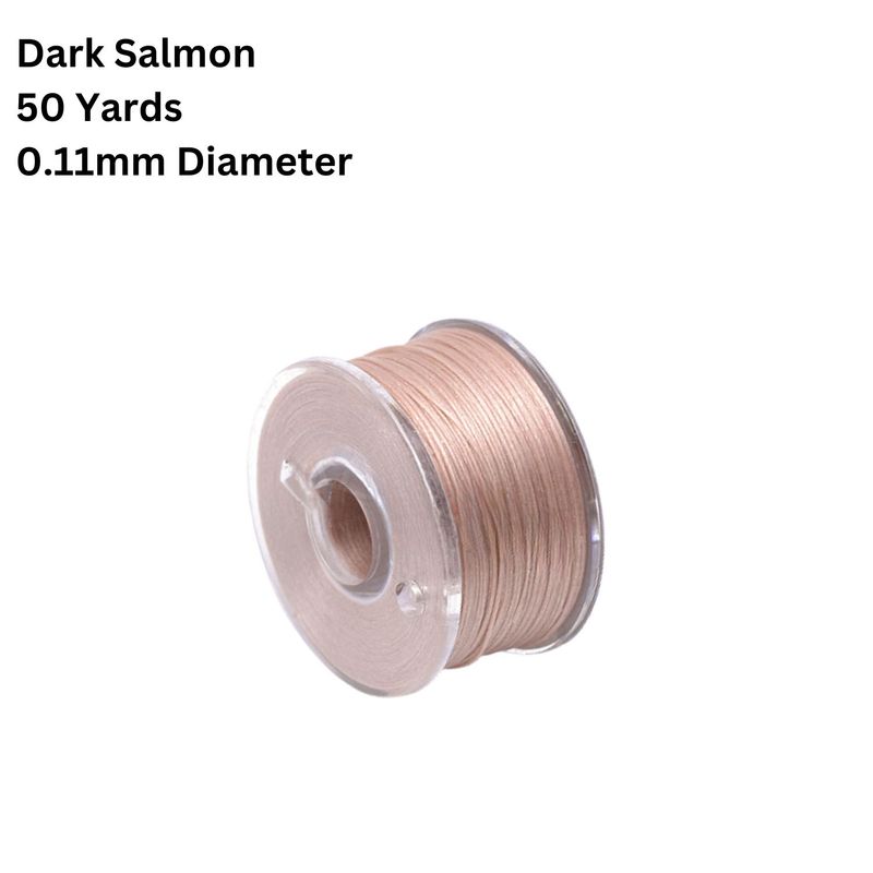 Nylon Beading Thread, Special Coated, Dark Salmon, 50 Yards Roll, 0.11mm Diameter, 17gms/0.6oz