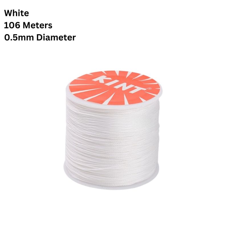 Waxed Polyester Twisted Cord, 106 Meters, White, 0.5mm Diameter, 36gms/1.27oz
