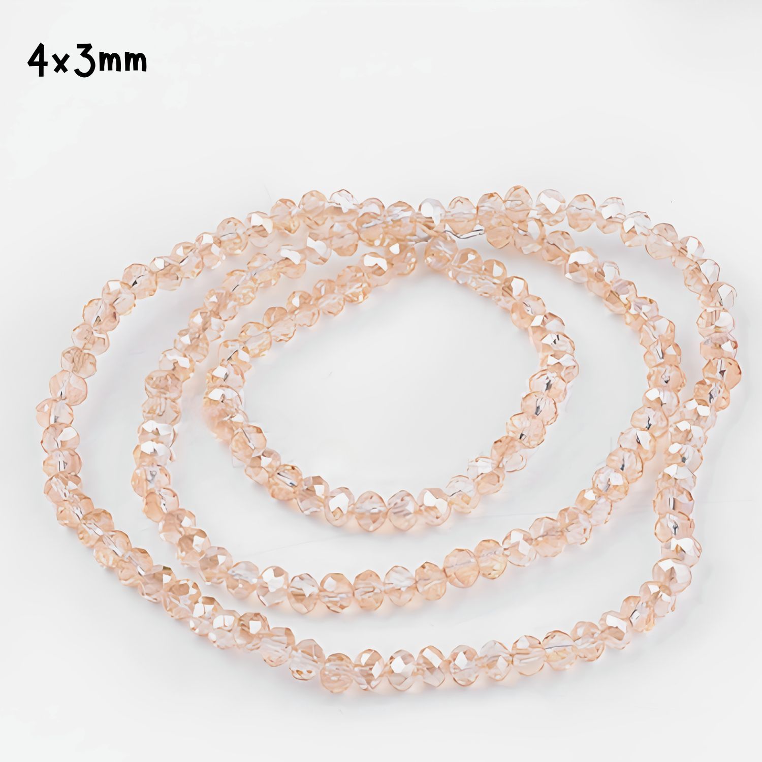 4x3mm Faceted Rondelles, Approx 110pcs, 16" Strand, Transparent Pale Goldenrod, Hole 1mm, Glass Beads, 0.42oz