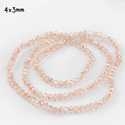 4x3mm Faceted Rondelles, Approx 110pcs, 16" Strand, Transparent Pale Goldenrod, Hole 1mm, Glass Beads, 0.42oz