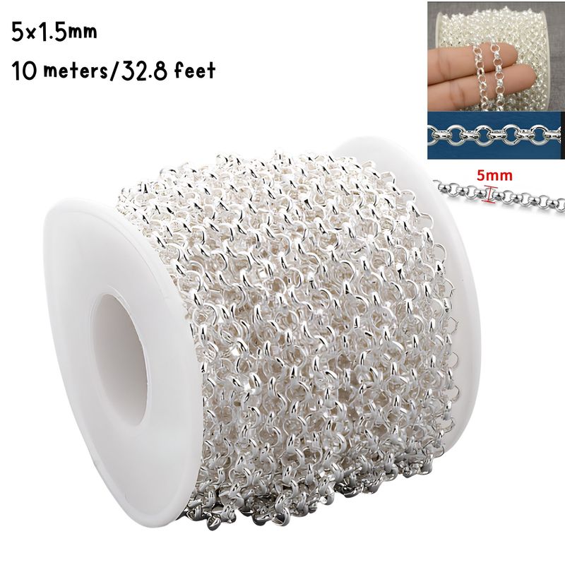 SP Stainless Steel Rolo Chain, 5x1.5mm, 10 Meters/32 Feet, 9.70oz