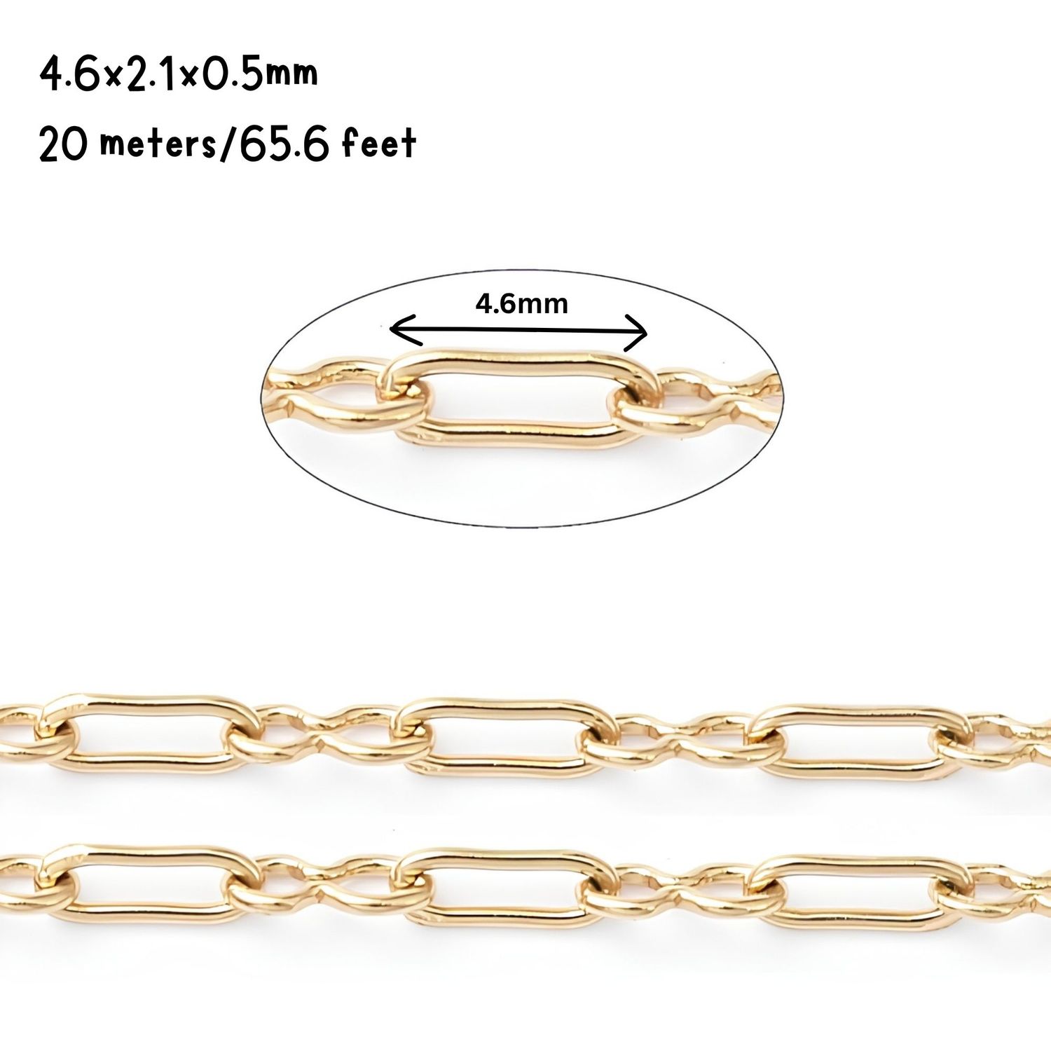 GP Stainless Steel Paperclip &amp; Figure Eight Chain, 4.6x2.1x0.5mm, 20 Meters/65.6 Feet, 3.35oz
