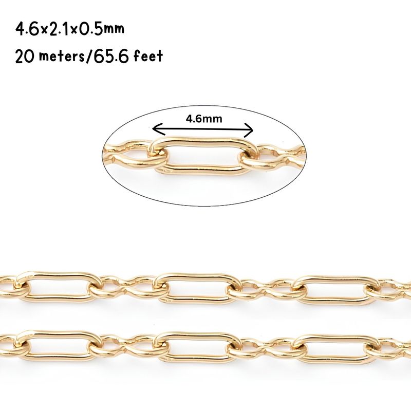 GP Stainless Steel Paperclip &amp; Figure Eight Chain, 4.6x2.1x0.5mm, 20 Meters/65.6 Feet, 3.35oz