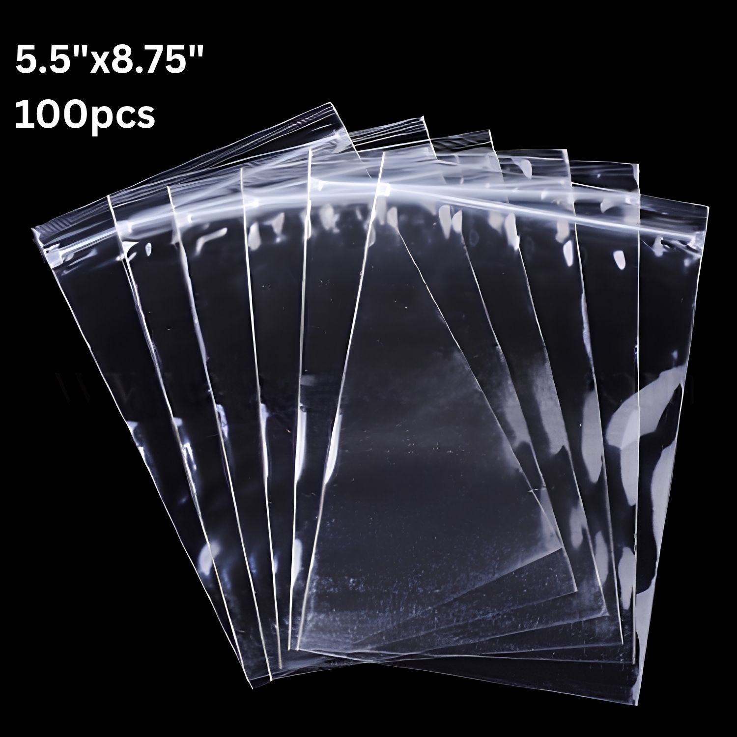5.5''x8.75'' Zip Lock Bags, 100pcs, Clear Transparent Polypropylene, 394gms/13.9oz