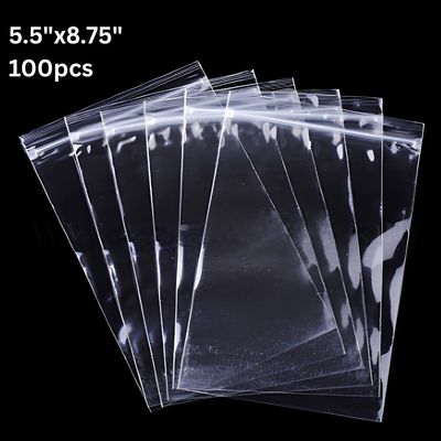 5.5''x8.75'' Zip Lock Bags, 100pcs, Clear Transparent Polypropylene, 394gms/13.9oz